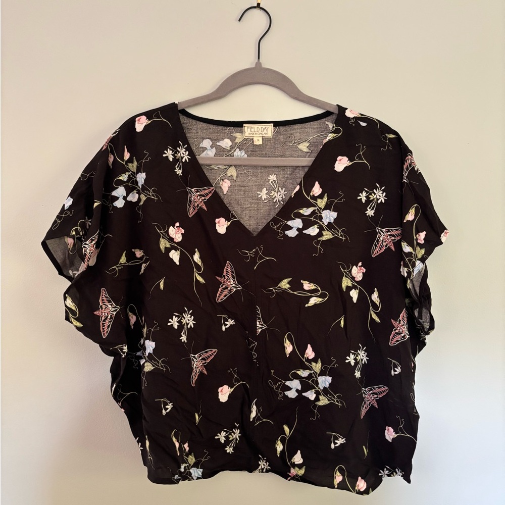 Elegant Black Floral Top by Lucky Brand